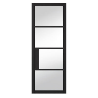 PORTLAND 4 LITE CLEAR GLASS BLACK PRIMED DOOR