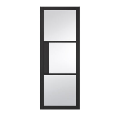 SEATTLE 3 LITE CLEAR GLASS BLACK PRIMED DOOR