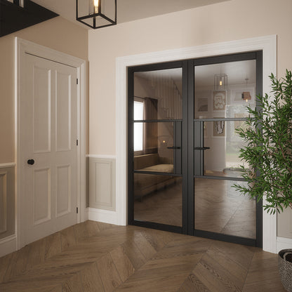 SEATTLE 3 LITE CLEAR GLASS BLACK PRIMED DOOR