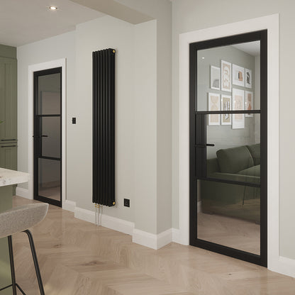 SEATTLE 3 LITE CLEAR GLASS BLACK PRIMED DOOR