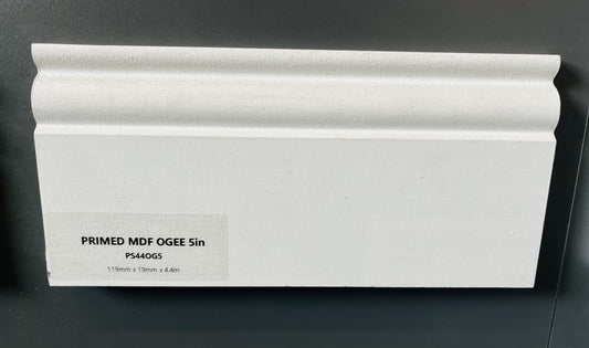 Primed M.D.F. Ogee Skirting 5" X 4.4Mt Length